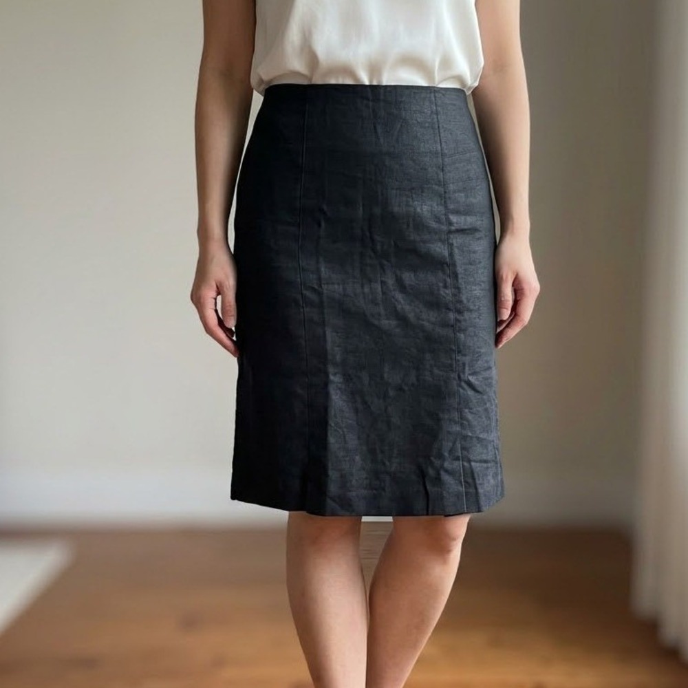 Ricki's Linen Pencil Skirt Womens 14 Black Knee Length Professional Career Wotk